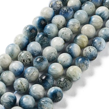 Natural Blue Ice Glacierite Stone Beads Strands, Round, 10~10.5mm, Hole: 0.8mm, about 36~37pcs/strand, 15.35~15.55 inch(39~39.5cm)