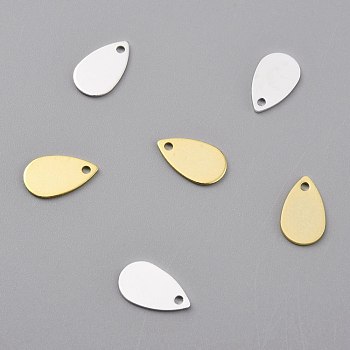 Brass Charms, Teardrop, Mixed Color, 10x6x0.5mm, Hole: 1mm