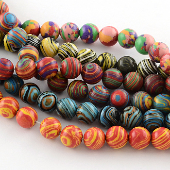 Dyed Synthetical Gemstone Round Bead Strands, Mixed Color, 8mm, Hole: 1mm, about 48~51pcs/strand, 15.2~15.7 inch