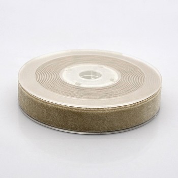 Polyester Velvet Ribbon for Gift Packing and Festival Decoration, Tan, 5/8 inch(15mm), about 25yards/roll(22.86m/roll)