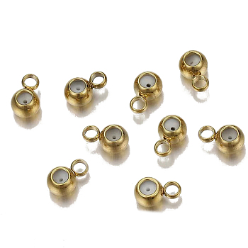 Stainless Steel Tube Bails, Loop Bails, with Rubber Inside, Round, Golden, 4mm, Hole: 0.5mm