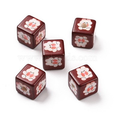 Dark Red Cube Acrylic Beads