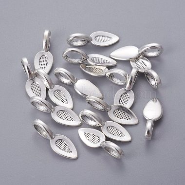 Tibetan Style Alloy Glun-on Flat Pad Bails for Pendants Making(TIBEP-3348-AS-RS)-2