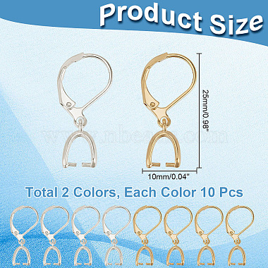 10 par 2 fornituras de aretes de latón de color(EJEW-AB00046)-2