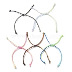 5Pcs 5 Colors Gradient Color Adjustable Braided Nylon Cord Braided Bracelet Making, with 304 Stainless Steel Open Jump Rings, for Connector Charm, Mixed Color, Stainless Steel Color, 1~1-1/8 inch(2.6~2.68cm), Hole: 3mm, 1pc/color(AJEW-JB01163-01-S)