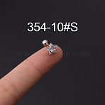 316L Stainless Steel Micro Pave Cubic Zirconia Cartilage Earrings, Stainless Steel Color, Star, 6mm, Pin: 1.2mm(WG094CA-10)
