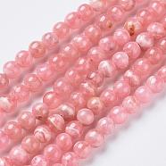 Natural Argentina Rhodochrosite Beads Strands, Round, 4mm, Hole: 0.8mm; about 103pcs/strand, 16.14 inches(41cm)(G-I193-13A)