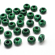 Synthetic Malachite European Large Hole Beads, Rondelle, 13~14x7~8mm, Hole: 5mm(G-Q442-06)