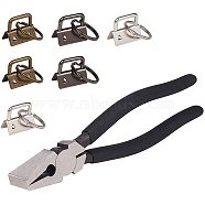 Iron Split Key Rings, with Ribbon Ends, Steel Clamp Flat Nose Pliers, Mixed Color, Ring: 25x2.5mm, End: 22x25.5x13mm(DIY-PH0024-89)