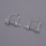 Plastic Clip-on Earring Findings, with Stainless Steel Findings, Stainless Steel Color, 11x13x3.5mm(X-KK-F785-05P)