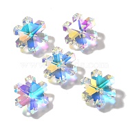 Glass Pendants, Snowflake, AB Color, Faceted, Clear AB, 20x17.5x9mm, Hole: 1.4mm(GLAA-I057-13A)