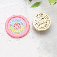 Golden Tone Wax Seal Brass Stamp Heads, for Wax Seal Stamp, Happy Birthday Series, Strawberry Cake, 24x14mm, Hole: 7mm(AJEW-U008-02G-02)