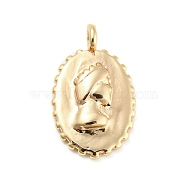 Brass Charms, Oval with Human Charm, Real 18K Gold Plated, 14x8.5x3mm, Hole: 1mm(KK-Q789-37G)