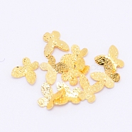 3D Alloy Cabochons, Textured, Nail Art Decorations Accessories, Lead Free & Cadmium Free, Butterfly, Golden, 4.5x4.5x1.5mm(MRMJ-CJC0002-01G-RS)