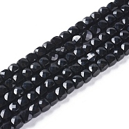 Natural Black Tourmaline Beads Strands, Faceted, Cube, 3.5~4x3.5~4x3.5~4mm, Hole: 0.6mm, about 92~104pcs/strand, 15.35 inch~15.55 inch(39~39.5cm)(G-L537-013B)