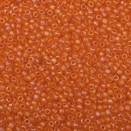 TOHO Round Seed Beads, Japanese Seed Beads, (174F) Light Hyacinth Orange Transparent Rainbow Matte, 8/0, 3mm, Hole: 1mm, about 222pcs/10g(X-SEED-TR08-0174F)
