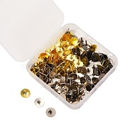 Environment-friendly Brass Head Pins, Flat Round, Mixed Color, 10x9mm, Pin: 1.2mm, 3 colors, 50pcs/color, 150pcs/box(KK-SZ0001-23)