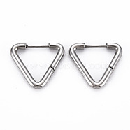 Triangle Huggie Hoop Earrings for Women, Hypoallergenic and Safe for Sensitive Ears, with 316 Surgical Stainless Steel Pin, Stainless Steel Color, 10 Gauge, 18x20x2.5mm, Pin: 1mm(EJEW-N016-008-NR)
