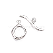 925 Sterling Silver Oval Toggle Clasps, with S925 Stamp, Jewelry Clasps, Platinum, 13x9.5x2mm, Hole: 1.5mm, Bar: 5mm wide, 19mm long, 1.5mm thick, hole: 1.4mm(STER-T007-110P)