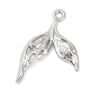 Alloy & ABS Imitation Pearl Pendants, Fishtail Shaped Charms, Rack Plating, Cadmium Free & Nickel Free & Lead Free, White, Platinum, 23.5x17x2.5mm, Hole: 1.6mm(PALLOY-R151-52P)