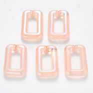 Transparent Acrylic Linking Rings, Quick Link Connectors, For Jewelry Chains Making, AB Color Plated, Imitation Gemstone Style, Rectangle, Pink, 30x20x6.5mm, Inner Diameter: 18x8mm(TACR-T016-01D)
