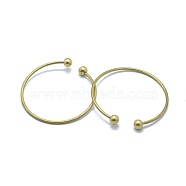 Brass Cuff Bangles Making, Torque Bangles, End with Removable Round Beads, Nickel Free, Raw(Unplated), 50x1.5mm(KK-L184-05C)