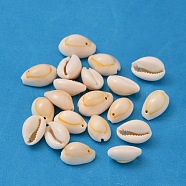 Natural Cowrie Shell Pendants, Oval Shell Charms, Seashell Color, 10~19x7~12x5~10mm, Hole: 1~2mm(BSHE-Q297-3)