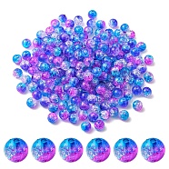 50G Transparent Crackle Acrylic Beads, Round, Medium Blue, 8x7.5mm, Hole: 1.8mm(CACR-YW0001-01D)