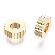 Brass Beads, Nickel Free, Real 18K Gold Plated, Tyre/Flat Round, 6.5x2mm, Hole: 3mm(KK-Q735-130G)