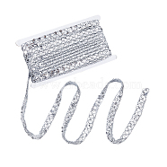 13M Polyester Lace Trims, with Paillette, for Sewing Decoration, Silver, 5/8 inch(16mm), about 14.22 Yards(13m)/Strand(SRIB-WH0011-097B)