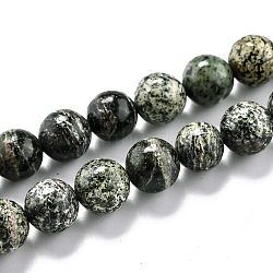 Natural Green Zebra Jasper Beads Strands, Round, 8.5mm, Hole: 1.2mm, about 45pcs/strand, 15.16 inch(38.5cm)(G-L574-05B)