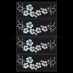 Laser PET Waterproof Car Stickers, Self-Adhesive Decals, for Vehicle Decoration, Flower, Colorful, 125x307x0.1mm, Sticker: 301x115mm(STIC-WH0004-09C)
