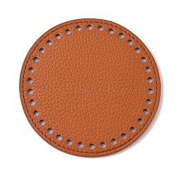 Litchi Grain PU Leather Bag Bottoms, Flat Round, Chocolate, 12x0.4cm, Hole: 5mm(FIND-WH0061-30A)