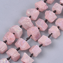 Rough Raw Natural Quartz Crystal Beads Strands, Dyed, Nuggets, Salmon, 14~17x15~33x13~23mm, Hole: 2mm, about 15~16pcs/strand, 14.3 inch(G-T121-20D)
