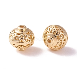 Brass Hollow Beads, Lantern, Champagne Gold, 9x9.5mm, Hole: 1.2mm(KK-P226-39CG-02)
