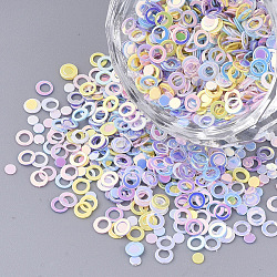 Ornament Accessories, PVC Plastic Paillette/Sequins Beads, Flat Round & Ring, Mixed Color, 2~3x0.4mm, Hole: 1.8mm(PVC-S035-006)