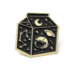 Creative Space Astronaut Series Brooches, Enamel Pins for Clothes Backpack, Black, Milk Box, 31x27mm(JEWB-U001-03B)