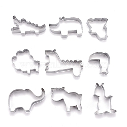 Stainless Steel Mixed Animal Shape Cookie Candy Food Cutters Molds, for DIY, Kitchen, Baking, Kids Birthday Party Supplies Favors, Stainless Steel Color, 57x63x20.5mm, 9pcs/Set(DIY-H142-04P)
