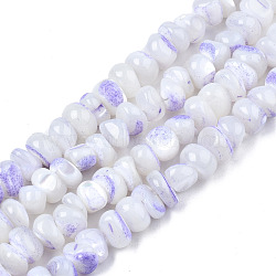 Natural Sea Shell Beads Strands, Dyed, Chips, WhiteSmoke, 6~18.5x5~10x2.5~7mm, Hole: 0.5~0.7mm, about 97~105pcs/strand, 15.55 inch~15.98 inch(39.5cm~40.6cm)(SSHEL-S278-131A)