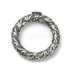 Tibetan Style 316 Surgical Stainless Steel Twister Clasps, Textured Round Ring, Antique Silver, 23.3x3.7mm(STAS-E191-05AS)