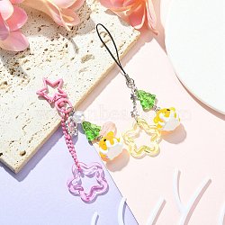 Acrylic & Glass & Alloy Pendant Mobile Straps, with Star Swivel Lobster Claw Clasp, for Mobile Decoration Accessories, Octopus & Flower, Mixed Color, 10.5~10.7cm, 2pcs/set(KEYC-FZ00009)