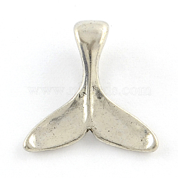 Tibetan Style Alloy Charms, Whale Tail Shape, Cadmium Free & Nickel Free & Lead Free, Antique Silver, 16x16x1.5mm, Hole: 3x8mm(X-TIBEP-A35981-AS-NR)