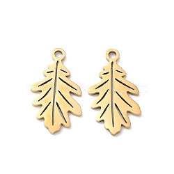 201 Stainless Steel Pendants, Laser Cut, Leafy Branch Charms, Golden, 18x10x1mm, Hole: 1.5mm(STAS-I199-B02-G)