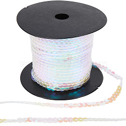 Sparkle PVC Sequins Ribbon, Sequins Trim, Clothing Accessorie, Clear AB, 6mm, 100yards/roll(OCOR-WH20050-006A)