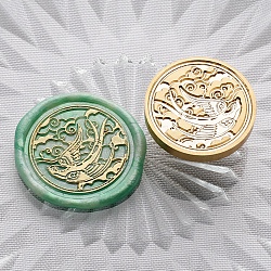 Golden Plated Brass Wax Sealing Stamp Head, for Post Decoration DIY Card Making, Bird, 30x14.5mm, Hole: 7mm(KK-K363-01G-02)