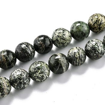 Natural Green Zebra Jasper Beads Strands, Round, 8.5mm, Hole: 1.2mm, about 45pcs/strand, 15.16 inch(38.5cm)