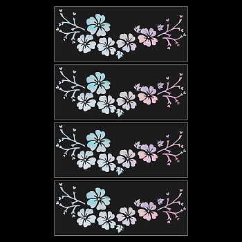 Laser PET Waterproof Car Stickers, Self-Adhesive Decals, for Vehicle Decoration, Flower, Colorful, 125x307x0.1mm, Sticker: 301x115mm