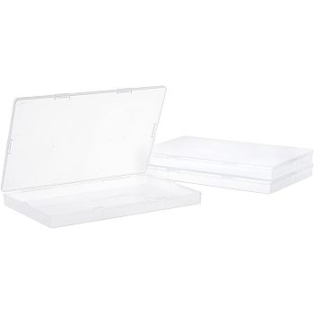 Transparent Plastic Bead Containers, with Hinged Lids, Frosted, Rectangle, Clear, 19.8x12.3x1.7cm