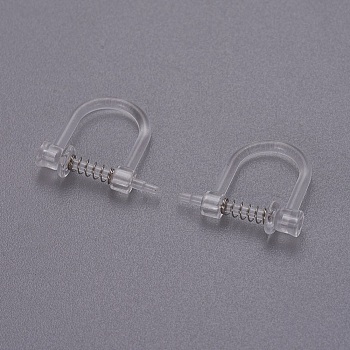 Plastic Clip-on Earring Findings, with Stainless Steel Findings, Stainless Steel Color, 11x13x3.5mm