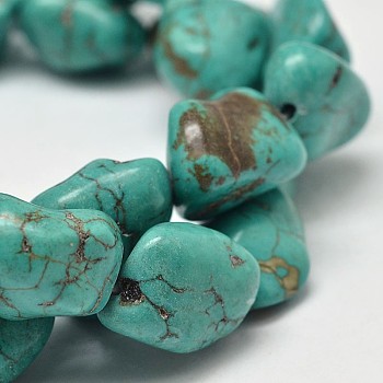 Dyed Synthetic Turquoise Bead Strands, Nugget, Light Sea Green, 2~10x4~18mm, Hole: 1mm, about 15.3~15.7 inch